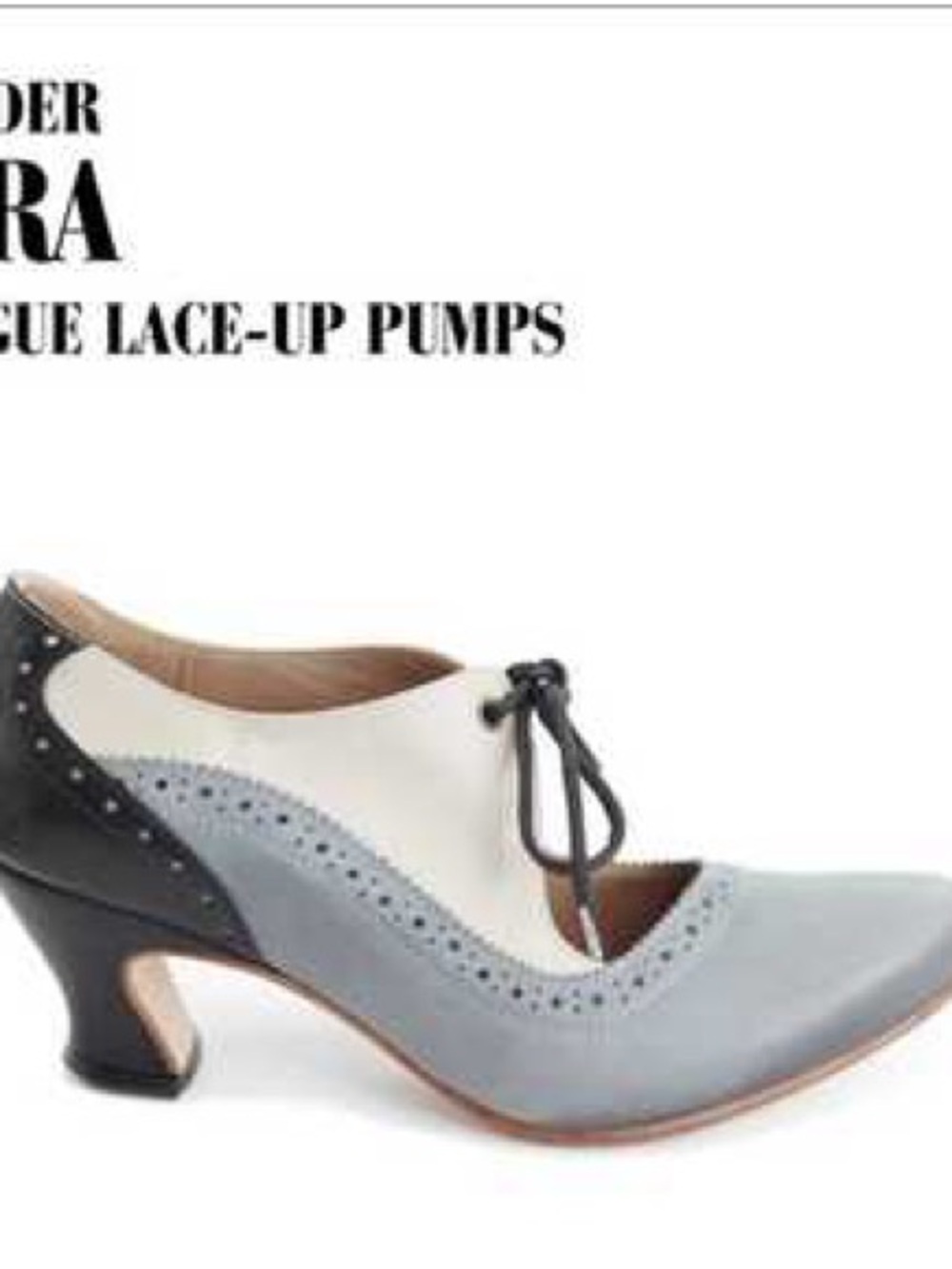 John Fluevog Gray, White & Black Lace-Up Heels